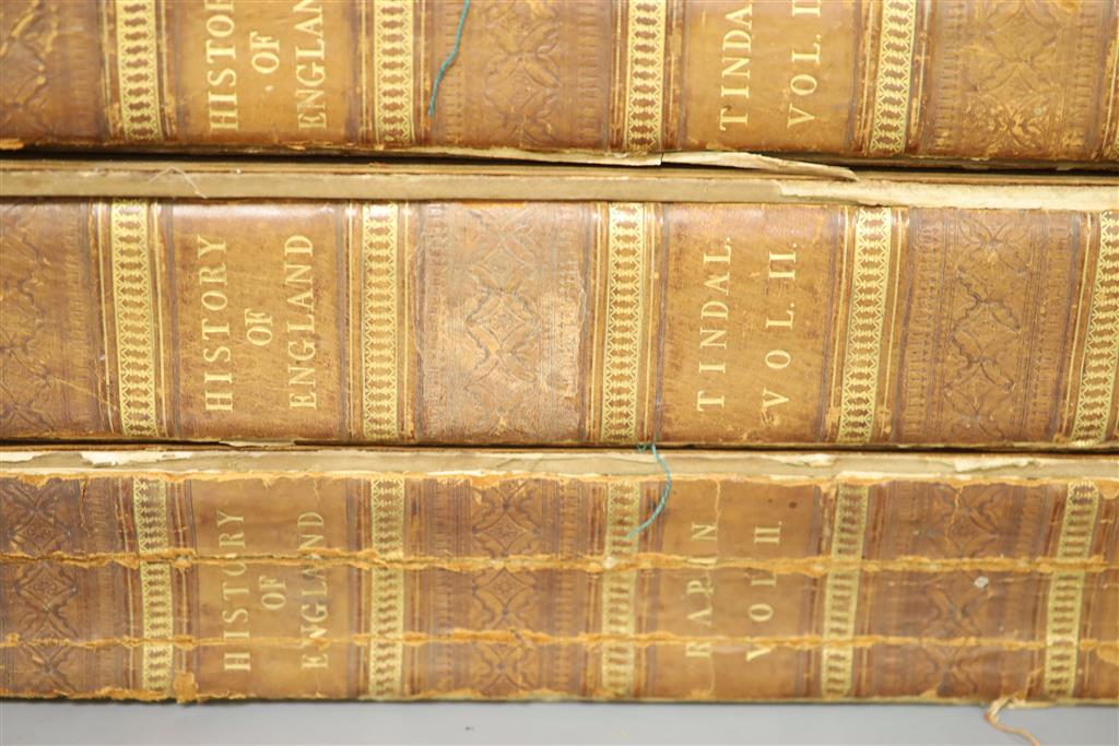 History of England, Tindal 4 vols, quarto, plates removed, boards detached